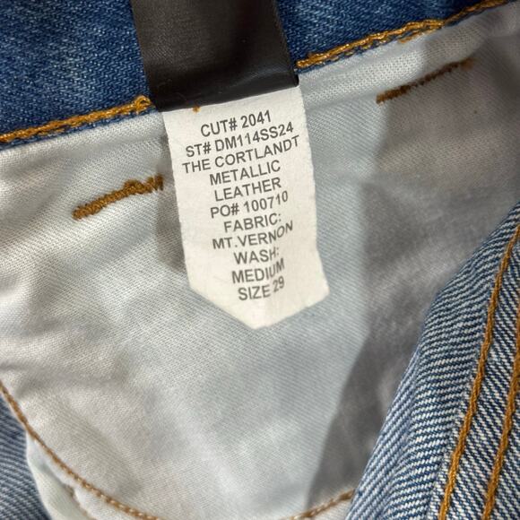 BRANDON MAXWELL The Cortlandt Denim Pant W/ Metallic Leather Combo Size 29 New - Picture 12 of 14